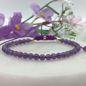 Amethyst Bracelet, 4 mm Crystal, Minimalist Stone Bracelet, Chakra Bracelet